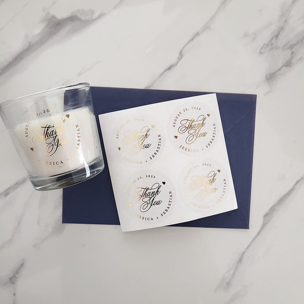 Custom 50 ชิ้นรอบทองฟอยล์ Clea - Personalised Candle Label บทวิจารณ์และราคา