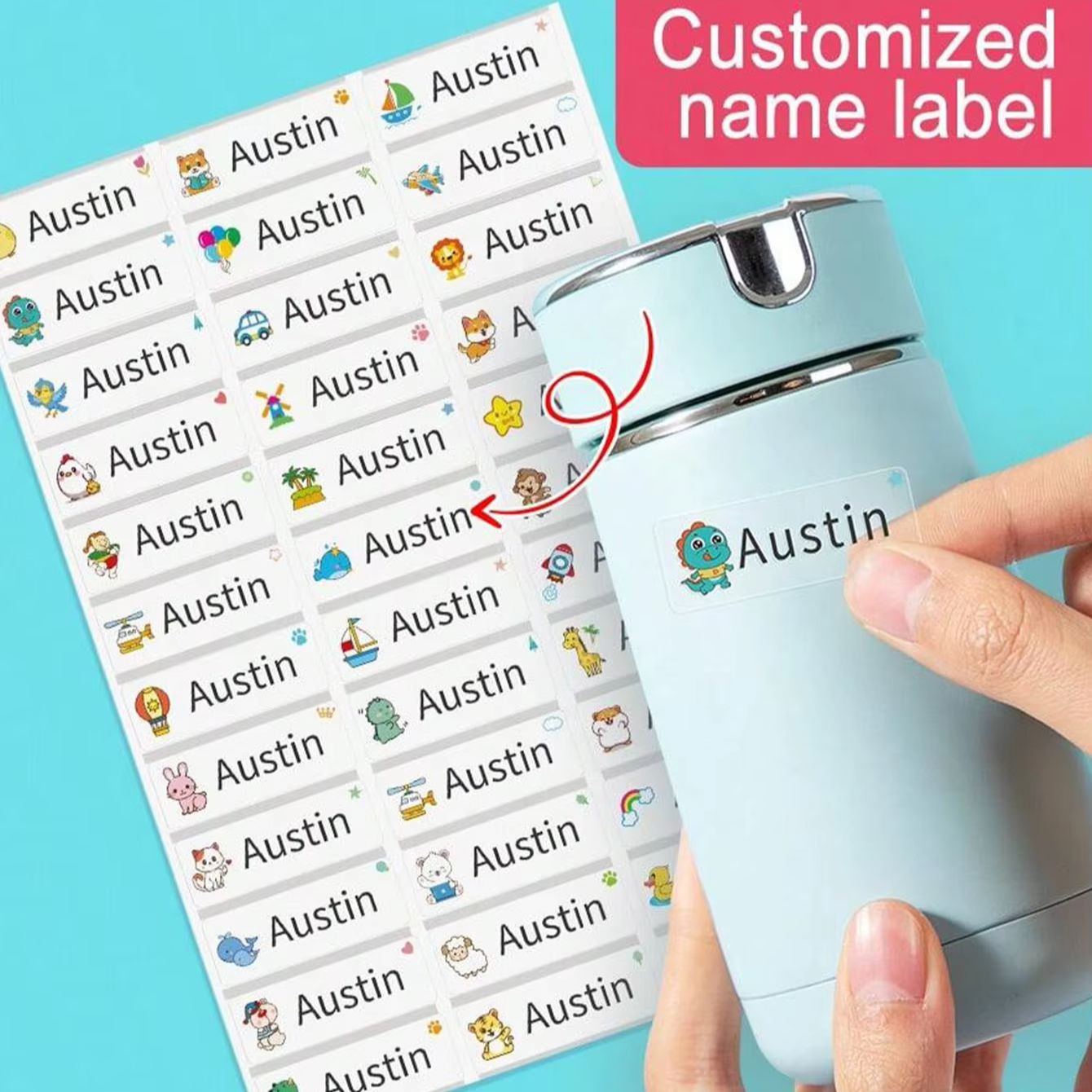 สติกเกอร์ชื่อการ์ตูนแบบกำหนดเอ - Personalised Candle Label บทวิจารณ์และราคา