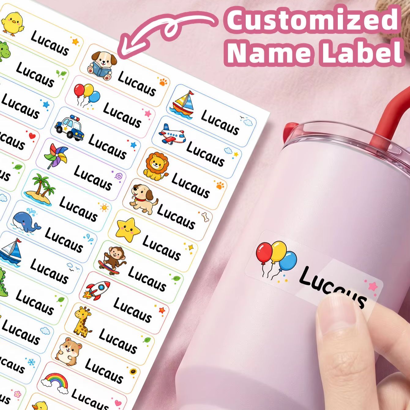 สติกเกอร์ชื่อการ์ตูนแบบกำหนดเอ - Personalised Candle Label บทวิจารณ์และราคา