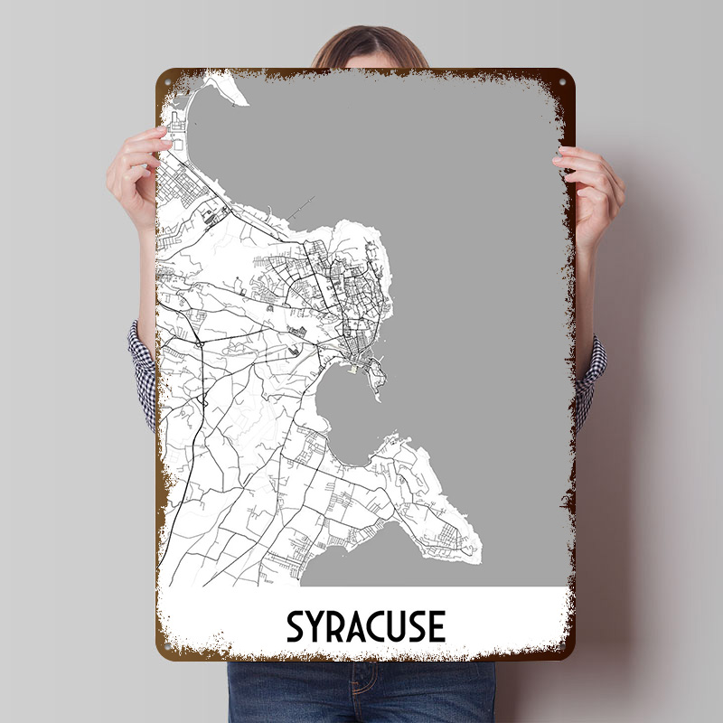 โปสเตอร์โลหะแผนที่เมืองซีราคิว - Custom Map Poster บทวิจารณ์และราคา