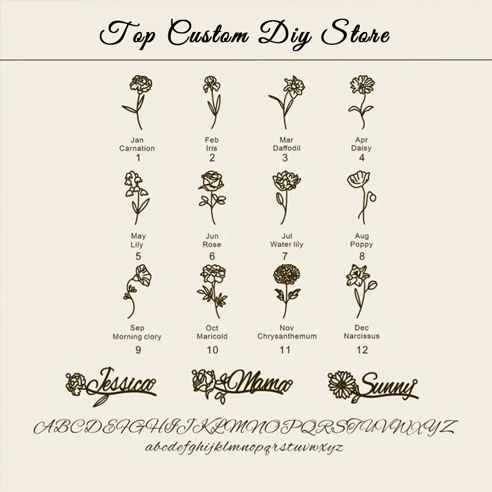 สร้อยคอชื่อพร้อมดอกไม้ประจำวัน - Birth Flower Necklace บทวิจารณ์และราคา