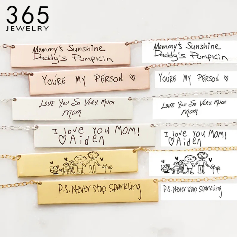 ชื่อลายมือสร้อยคอจี้บาร์สแตนเล - Handwriting Necklace Bar บทวิจารณ์และราคา