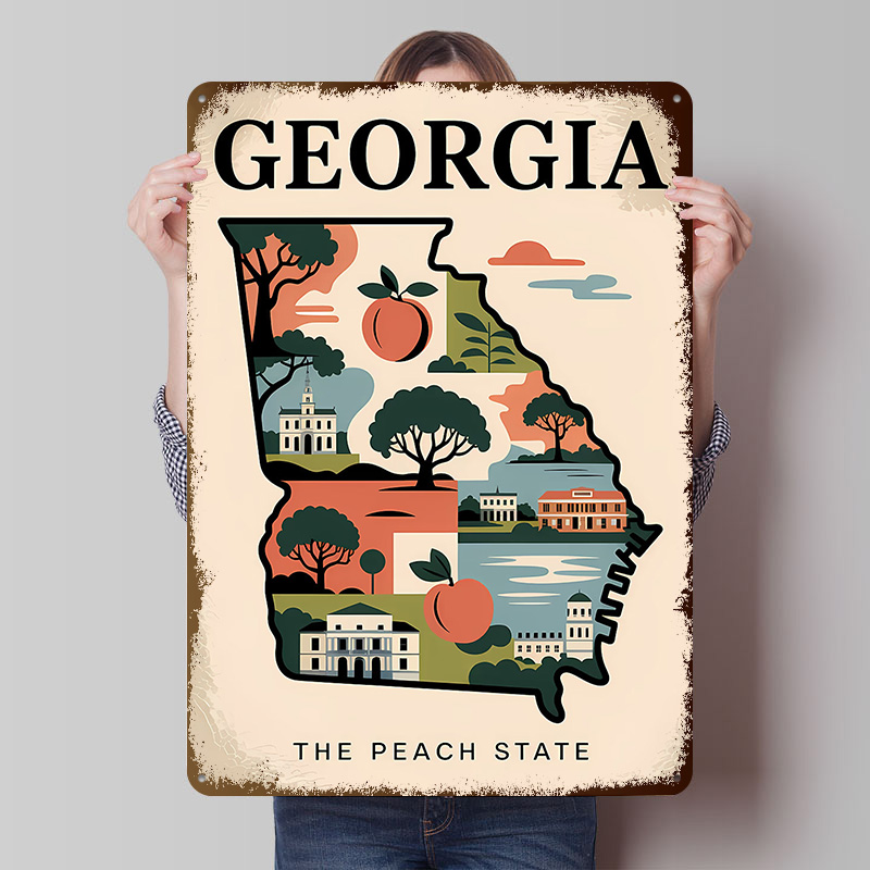 จอร์เจีย: แผนที่ภาพประกอบสถานะ - Custom Map Poster บทวิจารณ์และราคา
