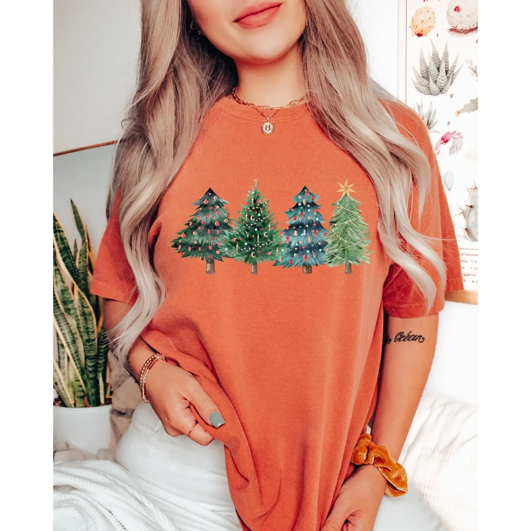 เสื้อยืดลายต้นคริสต์มาส น่ารัก - Family Tree Print บทวิจารณ์และราคา