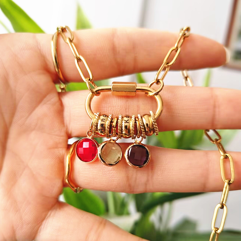 CUSTOM Carabiner ชื่อ Charm สร - Birth Flower Necklace บทวิจารณ์และราคา