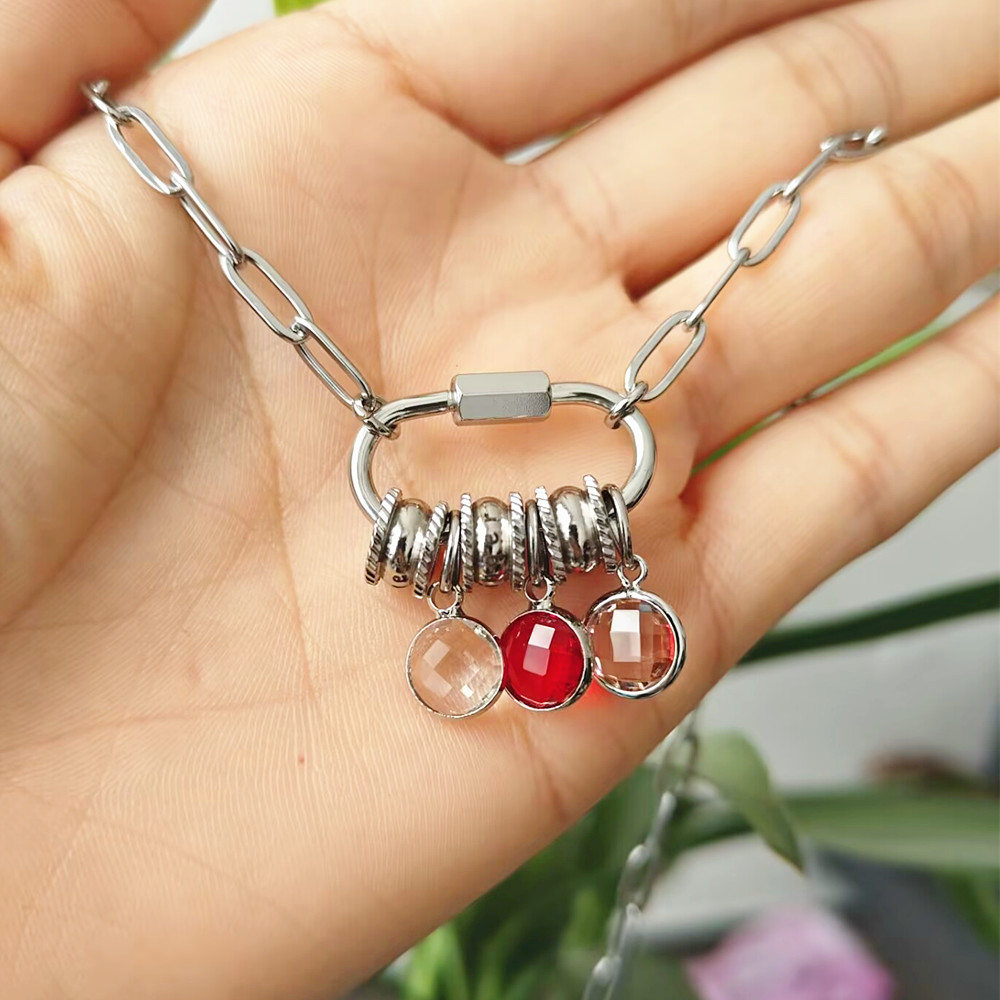 CUSTOM Carabiner ชื่อ Charm สร - Birth Flower Necklace บทวิจารณ์และราคา